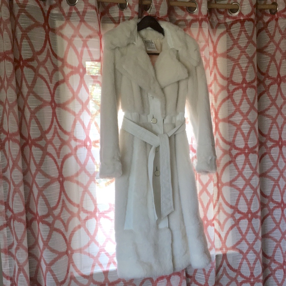 Tissavel France Cream Faux Fur/Leather Coat